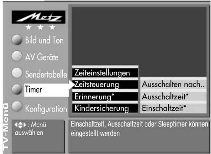 METZ Nordkap 70 - Einschaltszeit, Ausschaltzeit einstellen - 2