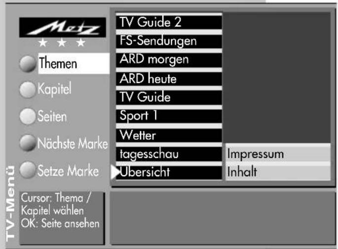 METZ Spectral 82 - Videotext aufrufen: - 1