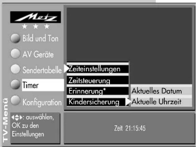 METZ Crystal 70 - Zeiteinstellungen aufrufen: - 1