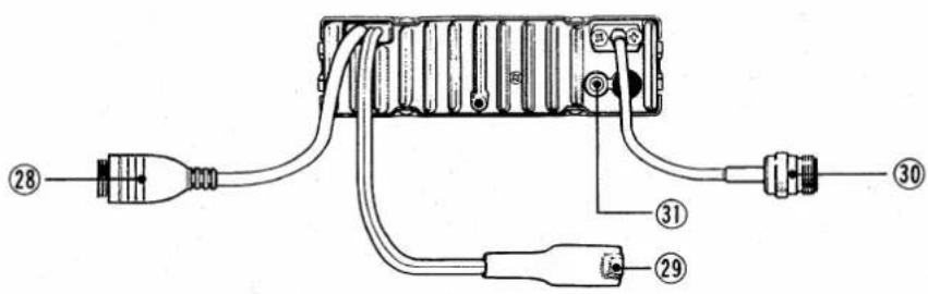 Diagram of an electronic device with labeled components including connectors and wiring connections