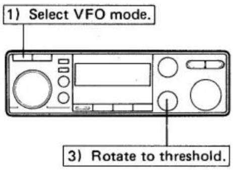 1) Select VFO mode. 3) Rotate to threshold.