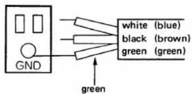 GND white (blue) black (brown) green (green) green