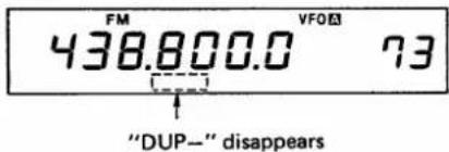 FM 438.800.0 VFOB 73 "DUP—" disappears