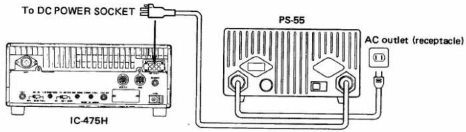 To DC POWER SOCKET IC-475H PS-55 AC outlet (receptacle)