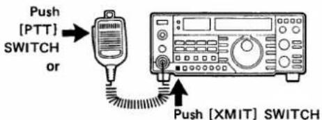Push [PTT] SWITCH or Push [XMIT] SWITCH