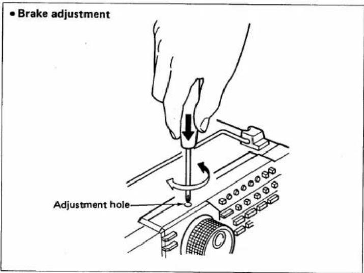 • Brake adjustment Adjustment hole
