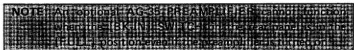 NOTE: An optional AG-35 PREAMFIE Recombition section when the BKIN SWICOH the wear plate. His no that the position even in the cream roller is turned on the