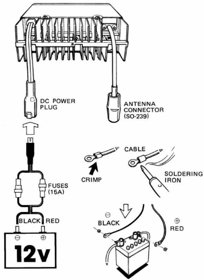 DC POWER PLUG ANTENNA CONNECTOR (SO-239) FUSES (15A) BLACK RED 12v CRIMP CABLE SOLDERING IRON BLACK RED