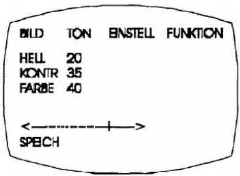 BILD TON BNSTELL FUNKTION HELL 20 KONTR 35 FARBE 40 ←→ SPEICH