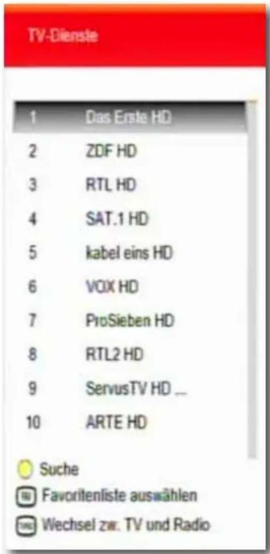 SetOne Easy One HX 60 HDplus - Wenn Sie ein Programm über die Senderliste auswählen möchten, gehen Sie wie folgt vor: - 1