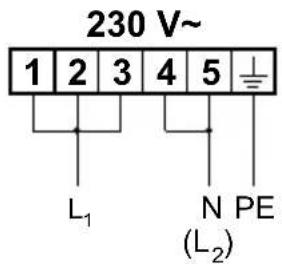 230 V~ 1 2 3 4 5 L₁ N PE (L₂)
