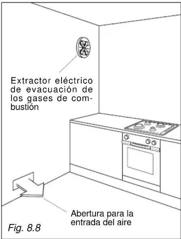 Extractor eléctrico de evacuación de los gases de com- bustión Fig. 8.8 Abertura para la entrada del aire