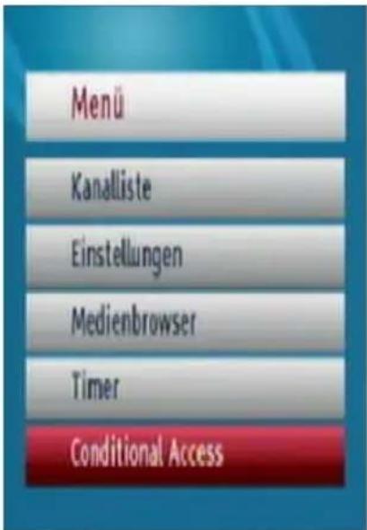 Menü Kanalliste Einstellungen Medienbrowser Timer Conditional Access