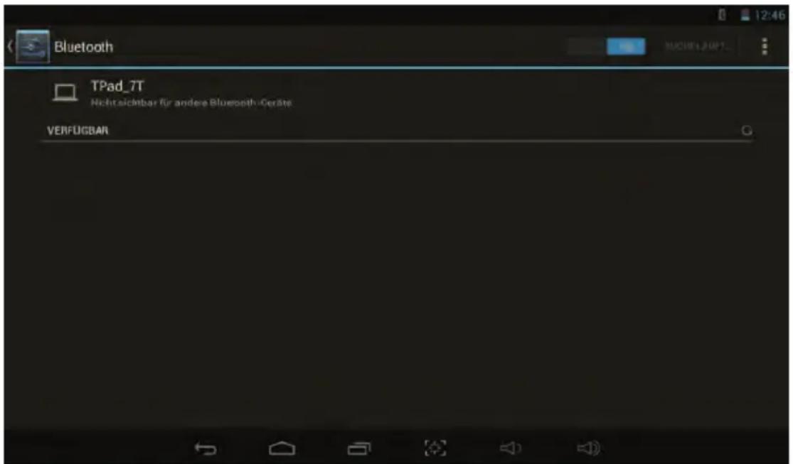 Bluetooth TPad_7T Nichtsichtbar für andere Bluetooth-Ceräte VERFÜGBAR