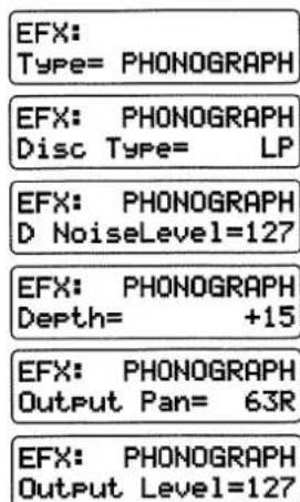 EFX: Type= PHONOGRAPH EFX: PHONOGRAPH Disc Type= LP EFX: PHONOGRAPH D NoiseLevel=127 EFX: PHONOGRAPH Depth= +15 EFX: PHONOGRAPH Output Pan= 63R EFX: PHONOGRAPH Output Level=127