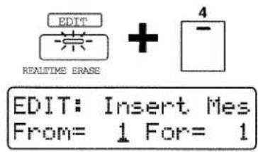 EDIT + 4 REALTIME ERASE EDIT: Insert Mes From= 1 For= 1