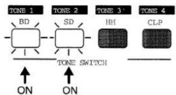 ROLAND MC-505 - Ein- und Ausschalten eines Tones — TONE SWITCH - 1