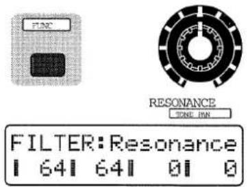 FUNC RESONANCE TONE PIN FILTER: Resonance 64 64 0 0