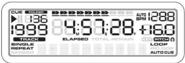 CUE FOLDER AUTO 1288 136 BPM 1999 84:50:28 +16.0 TRACK ELAPSED TOTAL REMAIN KEY PITCH SINGLE LOOP REPEAT RIOLOO RANDOM AUTO CUE