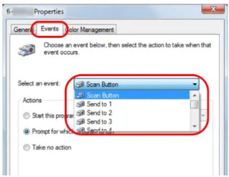 FUJITSU SIEMENS Fi-7260 - Click the [Events] tab and select an event. - 1