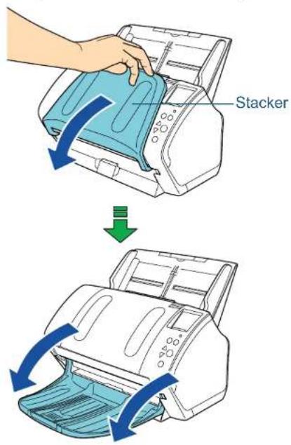 FUJITSU SIEMENS Fi-7260 - Slide out the stacker extension 2 towards you. - 3