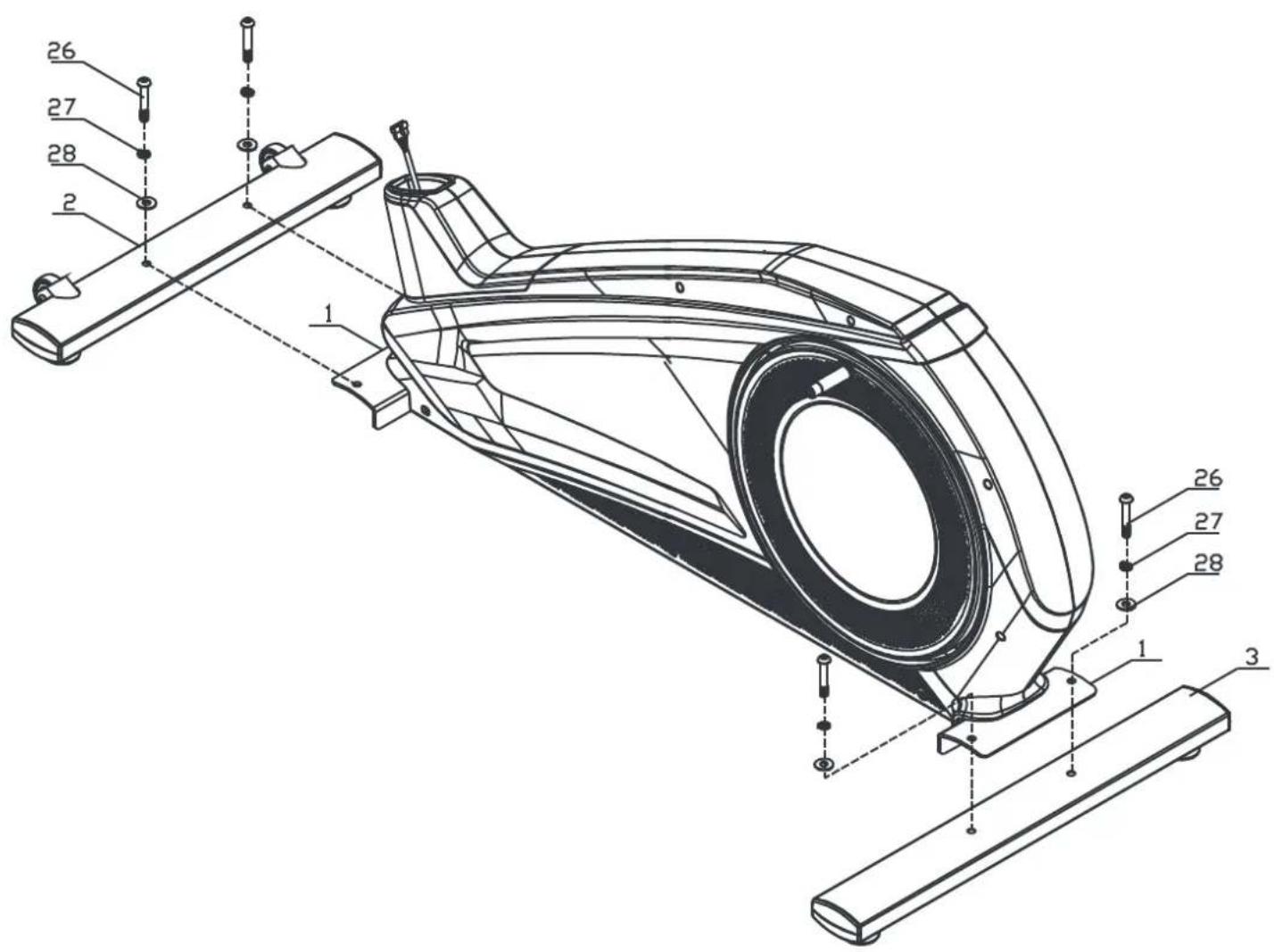 Maxxus Skyline C1 Crosstrainer - Schritt 1.2: Montage des hinteren Standrohres - 1