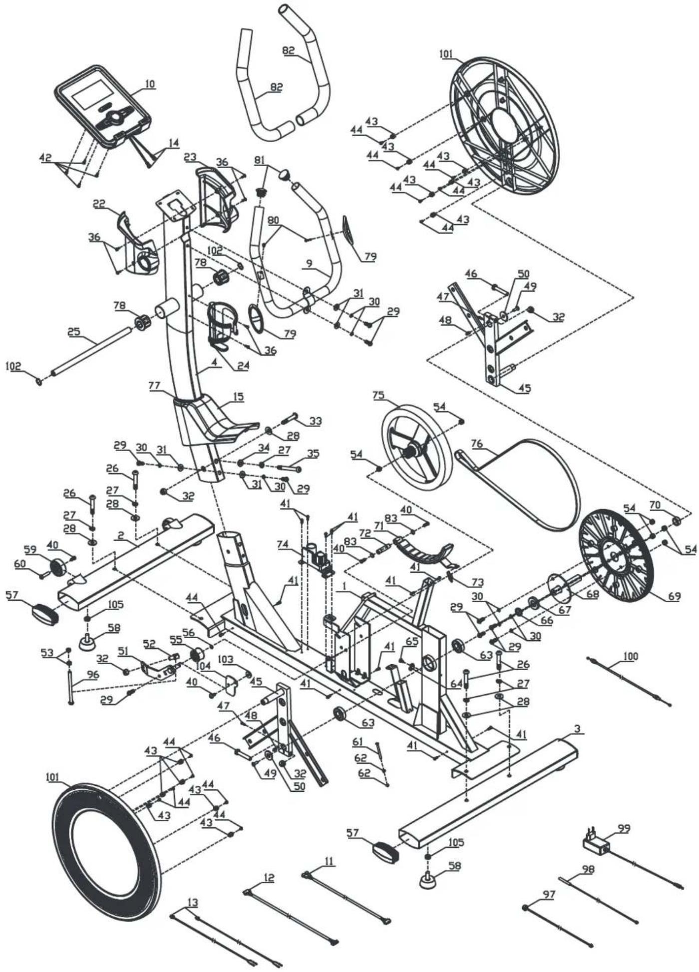 Maxxus Skyline C1 Crosstrainer - Explosionszeichnung - 1