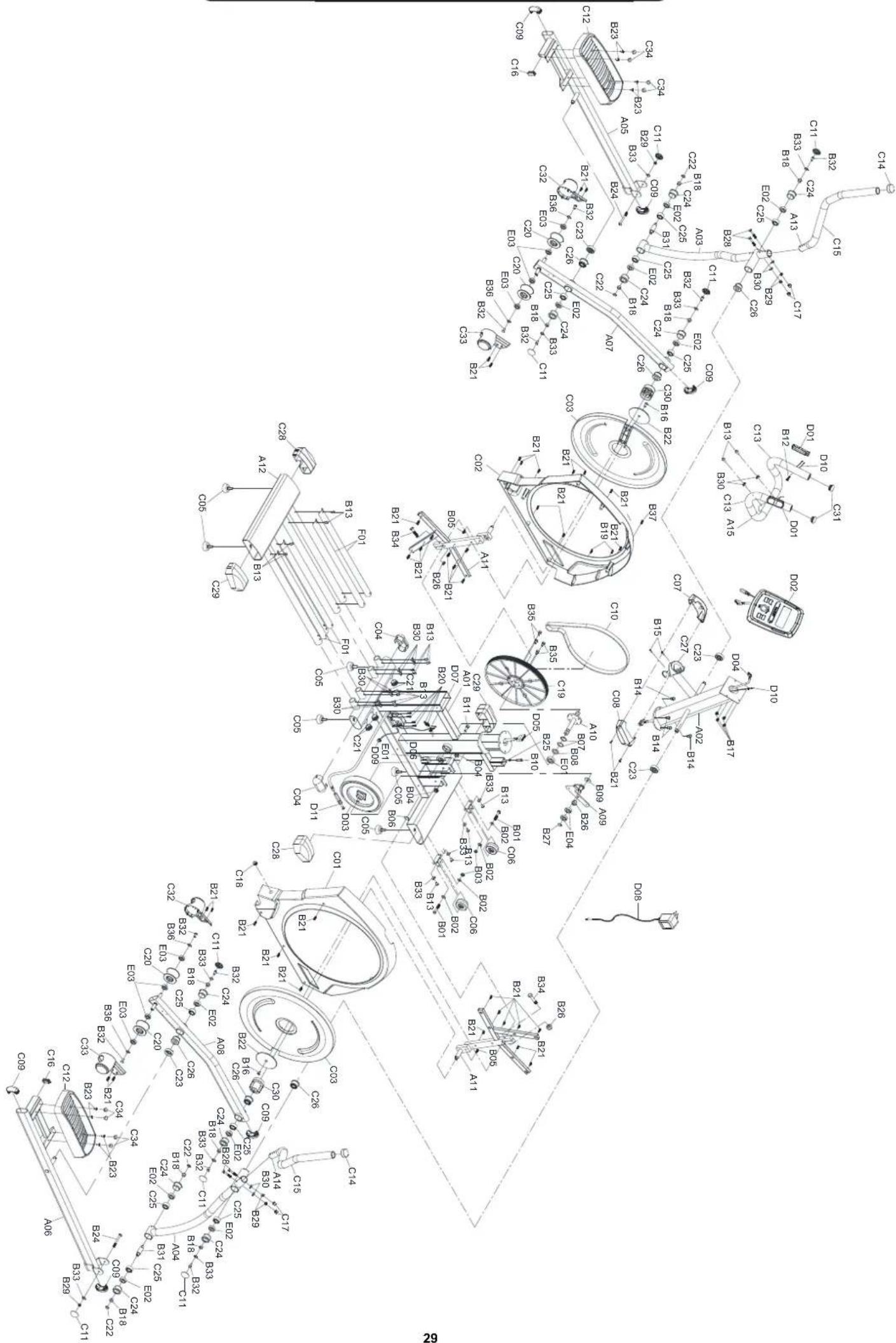 Maxxus CX 6.1 Crosstrainer - Explosionszeichnung - 1
