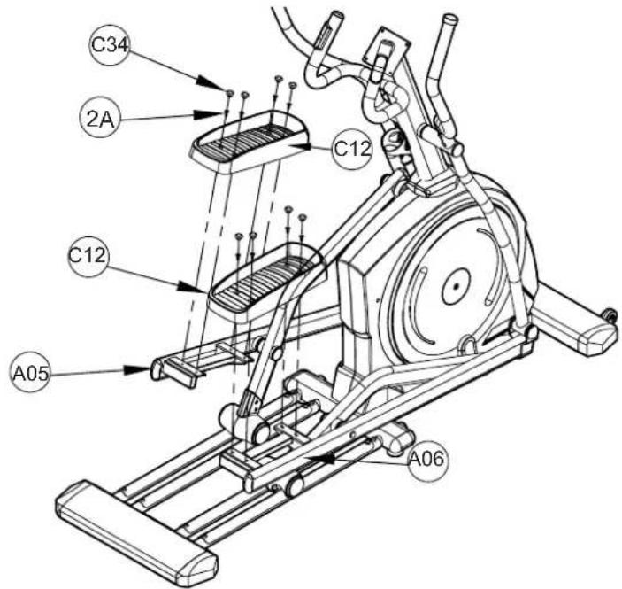Maxxus CX 6.1 Crosstrainer - Schritt 10: Montage der Trittflächen - 1