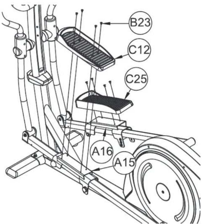 Maxxus CX 4.2e Crosstrainer - Schritt 12: Montage der Trittflächen - 1