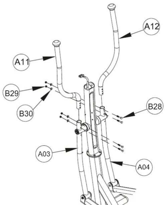 Maxxus CX 4.2e Crosstrainer - Schritt 5: Montage der Pendelhandgriffe - 1