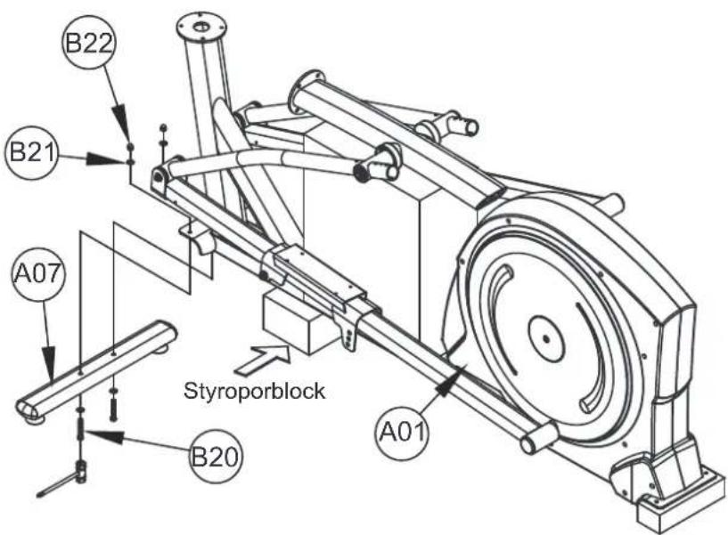 Maxxus CX 4.2e Crosstrainer - Schritt 2: Montage des vorderen Standrohrs - 1