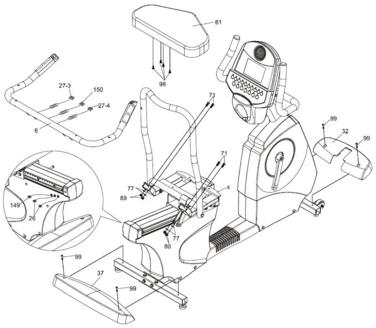 Maxxus BX 8.0 R - Schritt 3: Montage des Sitzes, des Sitzhandgriffes und der Standfußabdeckungen - 1