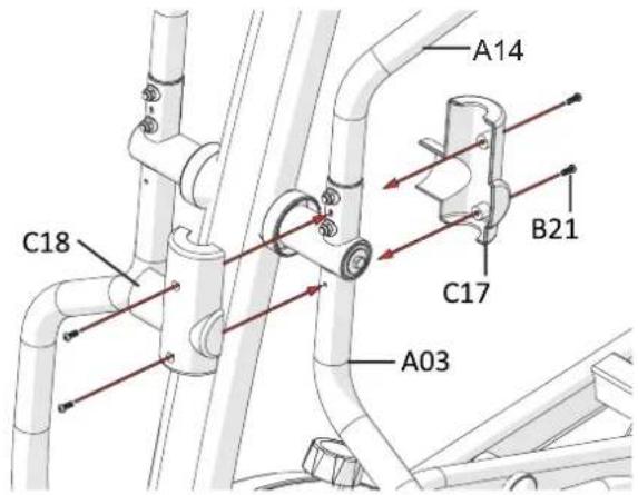 Maxxus CX 7.4 Crosstrainer - Schritt 11: Montage der Pendelrohr-Geäuse - 1