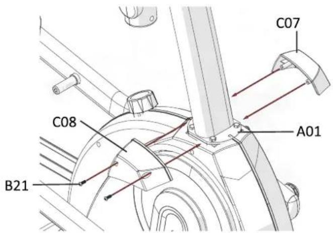 Maxxus CX 7.4 Crosstrainer - Schritt 10: Montage der Lenkerschaft-Abdeckung - 1