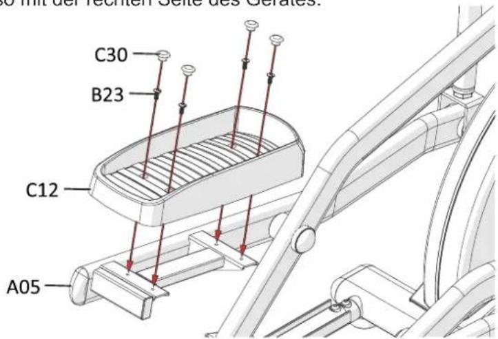 Maxxus CX 7.4 Crosstrainer - Schritt 12: Montage der Trittflächen - 1