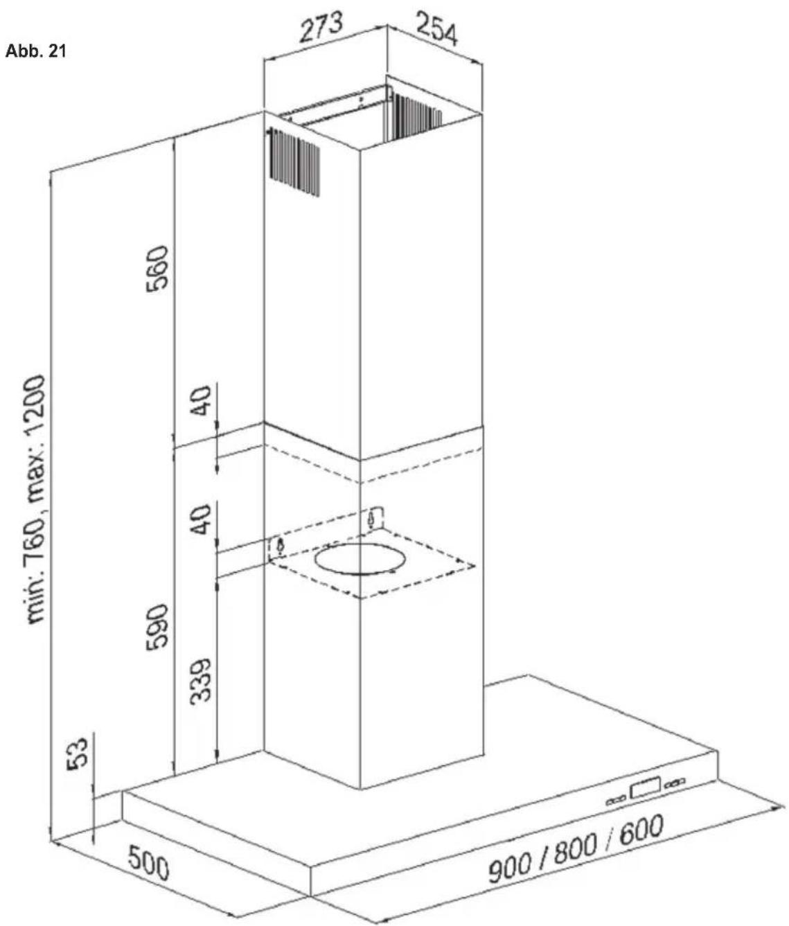 ORANIER Lissero 60 E-VD - Technische Daten, Abmessungen - 1