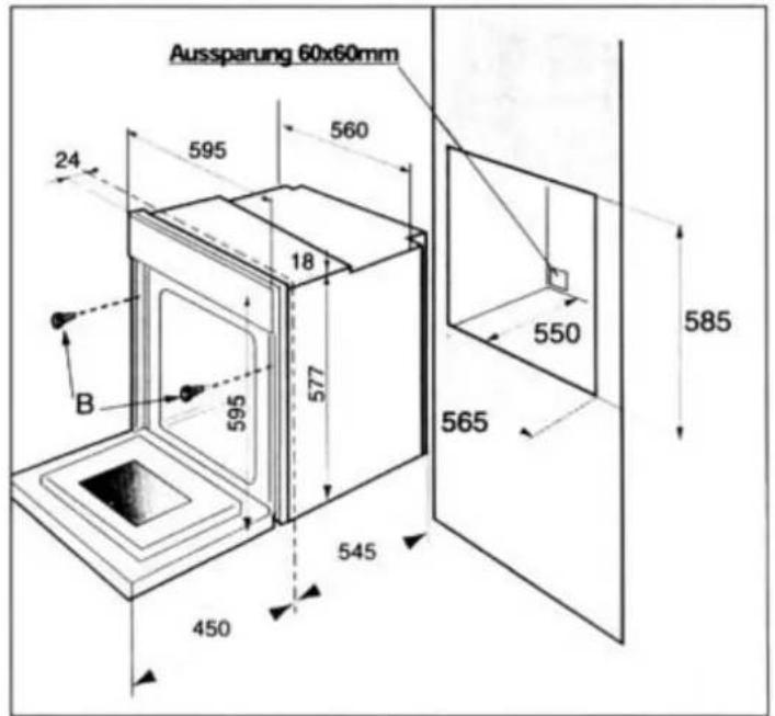 Aussparung 60x60mm 24 595 560 18 B 577 550 565 585 545 450