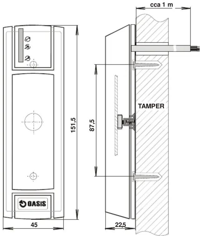 OASIS 45 151,5 87,5 22,5 cca 1 m TAMPER