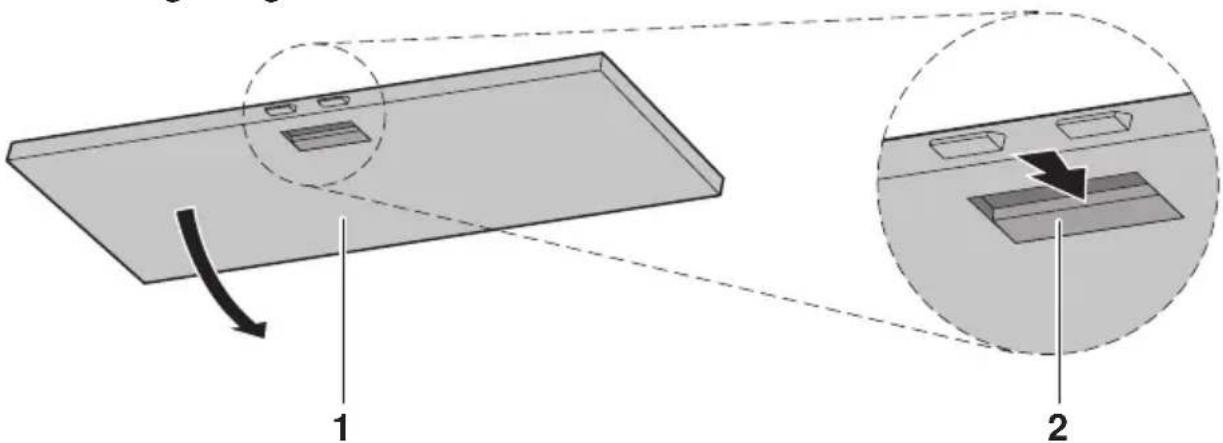 Diagram illustrating a device's internal structure with labeled components and directional arrows indicating movement or flow.