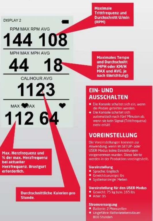 Life Fitness Lifecycle GX - DISPLAY-MODUS 2 - ANGEZEIGTE DATEN - 1