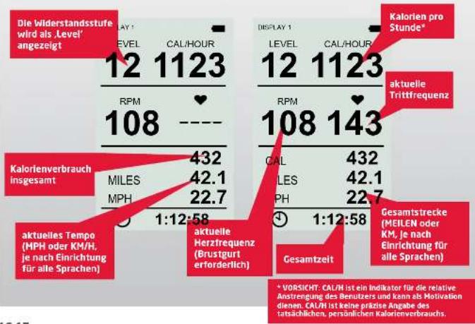 Life Fitness Lifecycle GX - DISPLAY-MODUS 1 - ANGEZEIGTE DATEN - 1