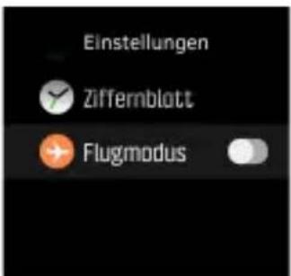 Einstellungen Ziffernblott Flugmodus