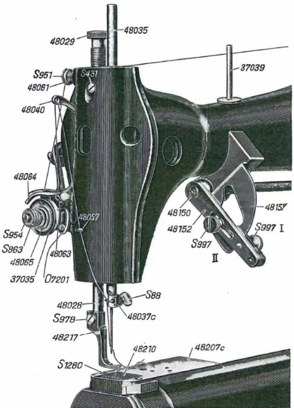 Dürkopp Adler 48 - Enfilage du fil supérieur. - 1