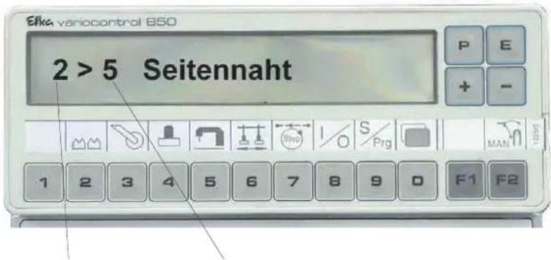 Dürkopp Adler 1225-5 - Anzeigeeines Nahtprogramms im Display des Bedienfeldes - 1