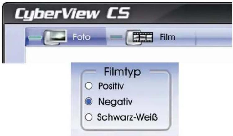 CyberView CS Foto Film Filmtyp ○ Positiv ● Negativ ○ Schwarz-Weiß