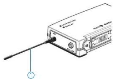 Diagram of an electronic device with labeled ports and a cable, showing internal components and a numbered annotation.