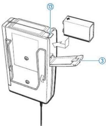 Technical diagram of a battery pack with labeled components including battery, switch, and housing