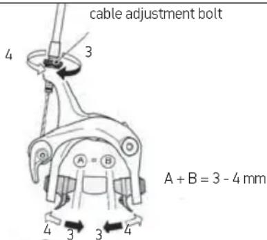 cable adjustment bolt 4 3 A + B = 3 - 4 mm 4 3 3 4