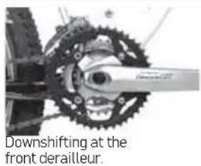 Downshifting at the front derailleur.